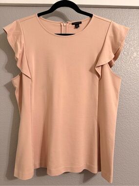 Ann Taylor Blush Pink Ruffle Sleeve Top